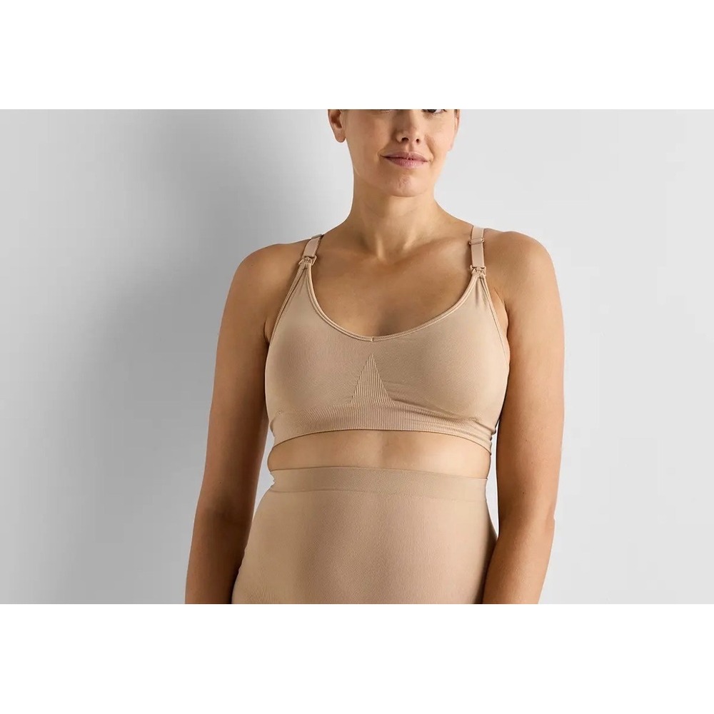 Quince Womens Seamless Nursing Bra Sand Beige Size L Maternity Postpartum NWT - Picture 8 of 8